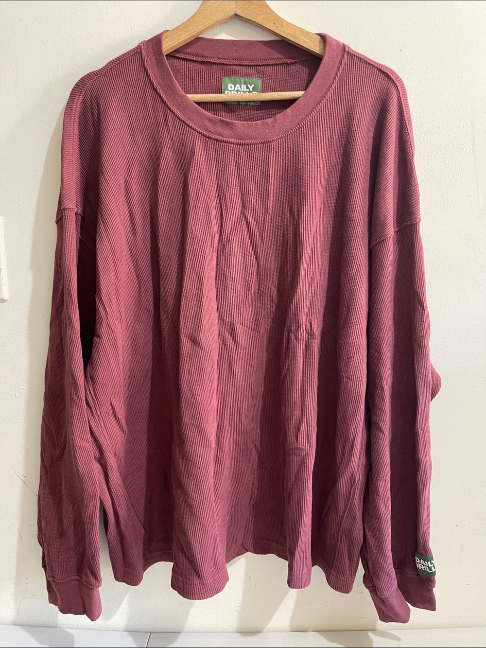 Daily Drills Ribbed Crewneck Sweater in Mauve Pink